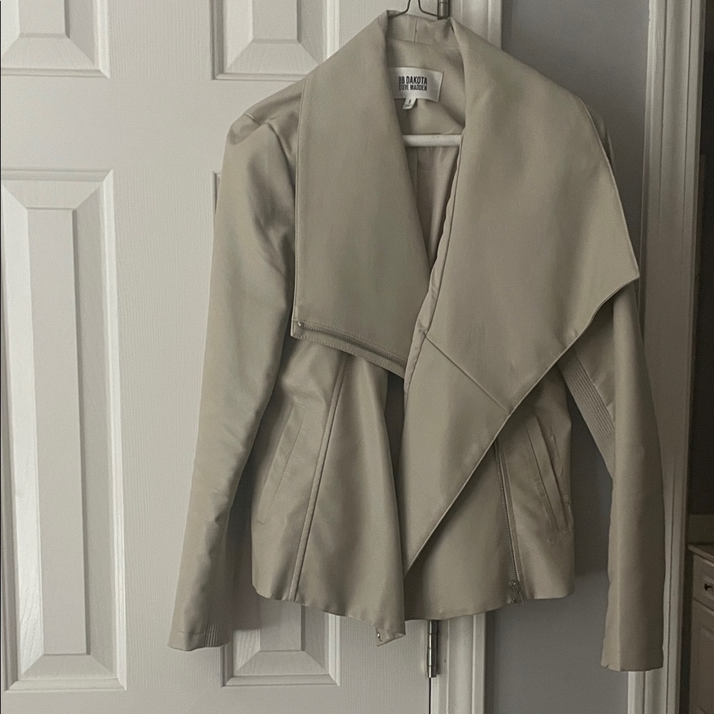BB Dakota Cream Faux Leather Jacket